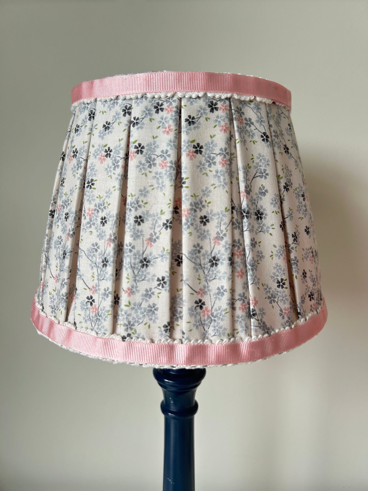Blue & Pink 8 inch Blossom Box Pleat Soft Lampshade