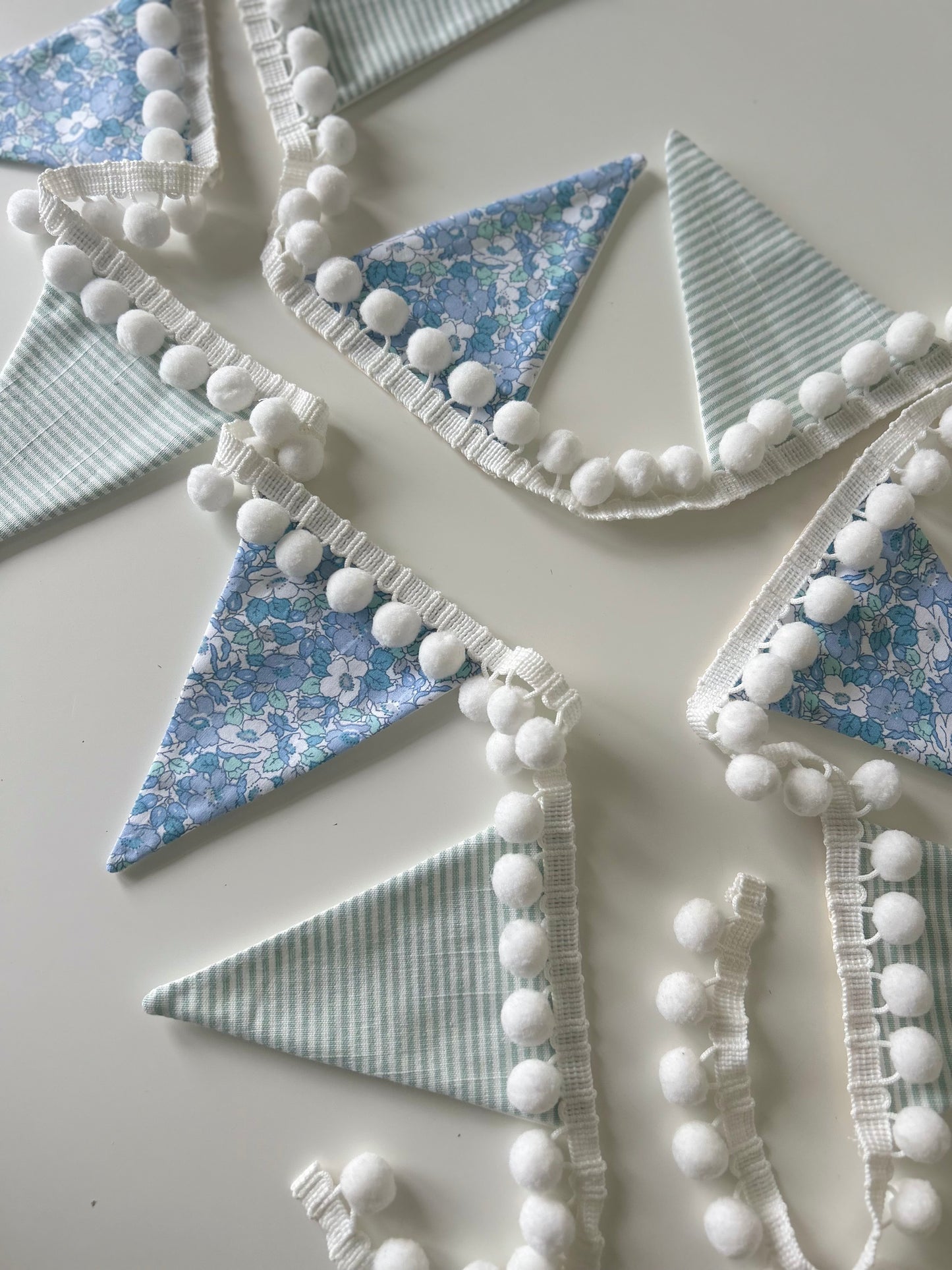 Luxury Pom Pom Floral & Ticking Bunting