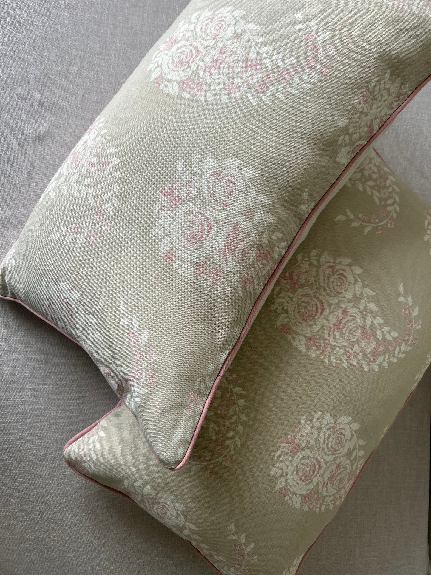 Paisley Rose Linen Cushion Cover