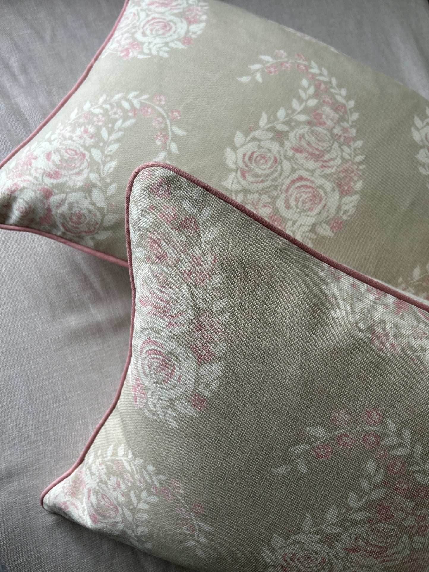 Paisley Rose Linen Cushion Cover