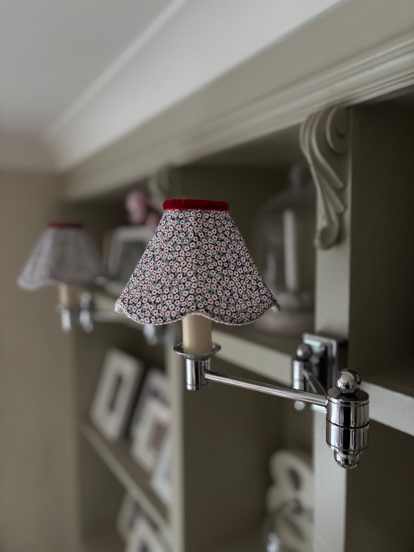 Blue & Red Floral Candle Clip Shade