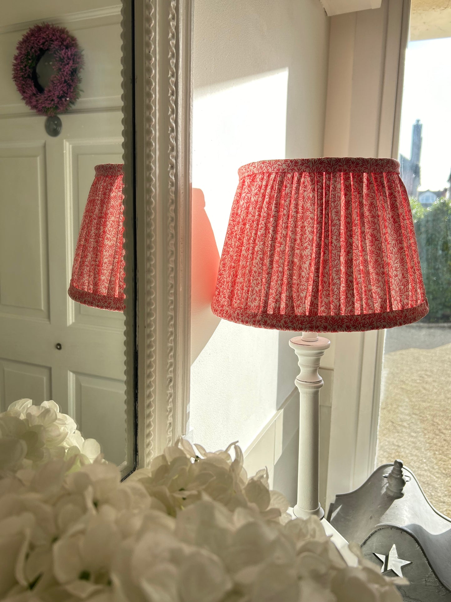 Red Floral Pleated Soft Lampshade