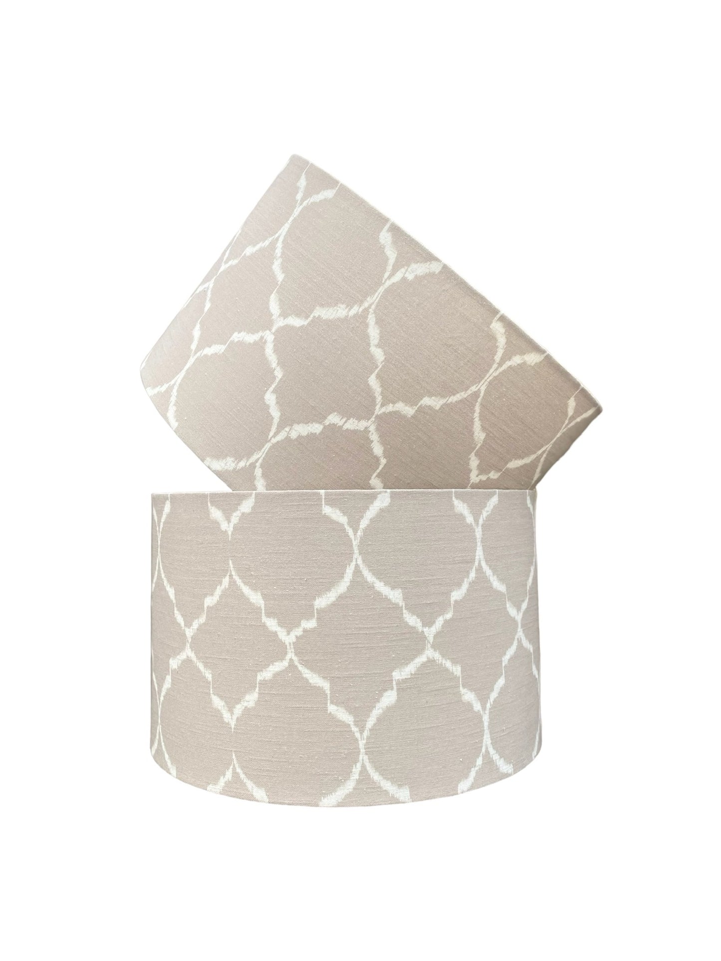 Taupe and White Linen 40cm Drum Hard Shade