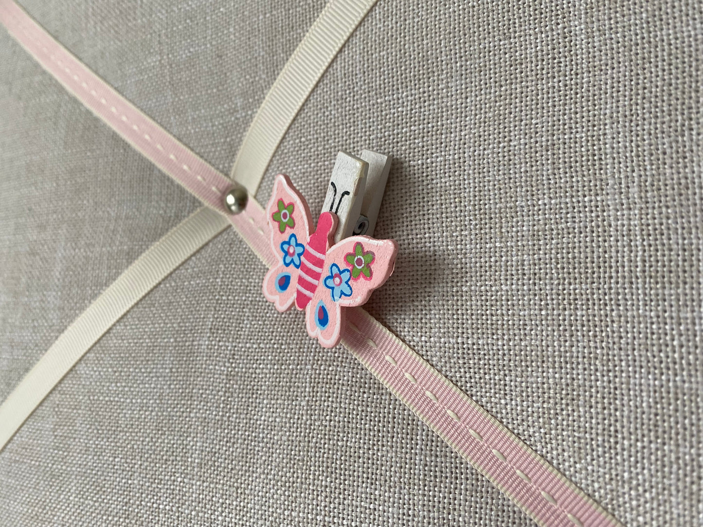 French Memo Board Linen, Pink & Ivory