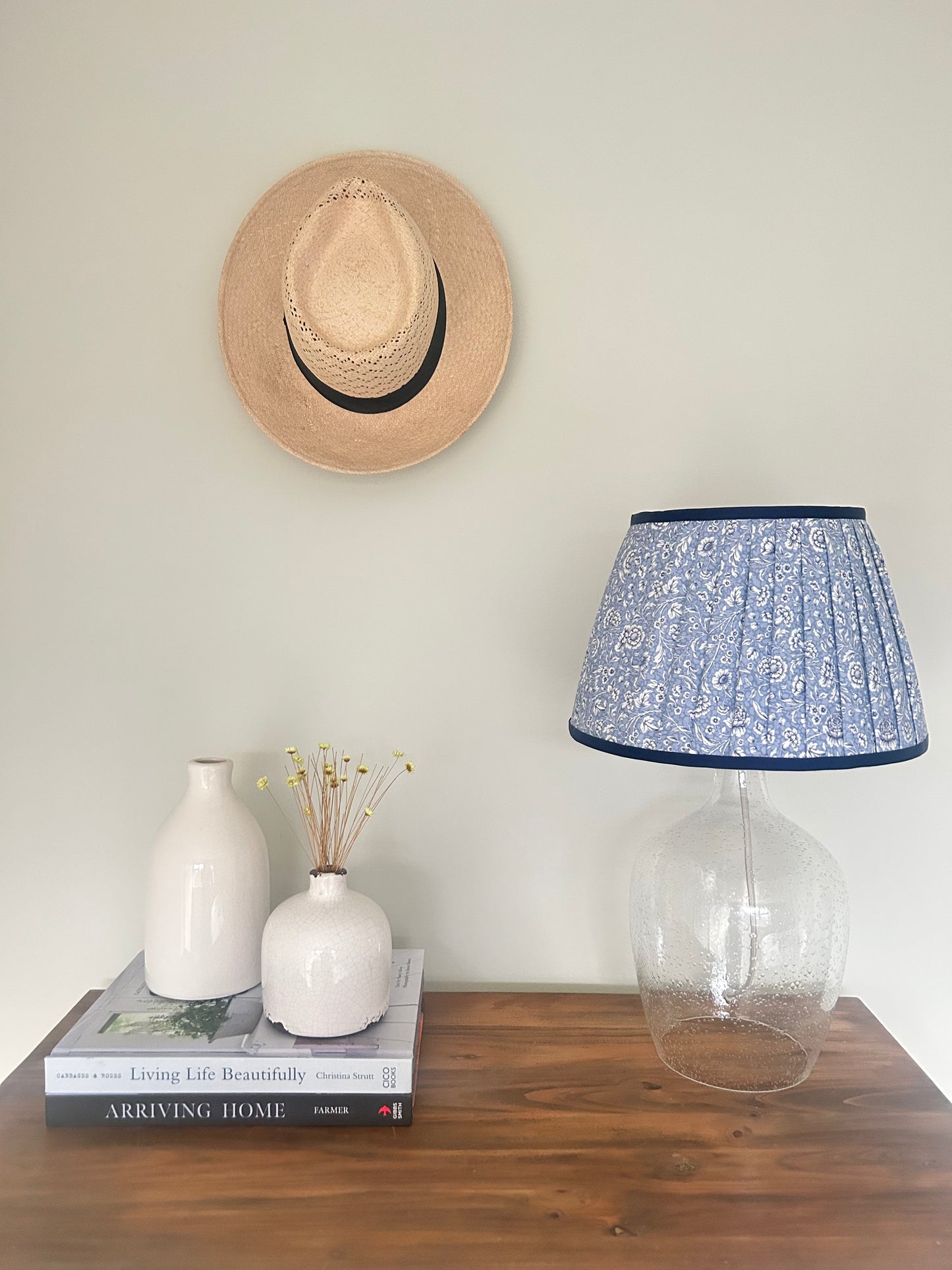 Blue Floral Pleated Lampshade