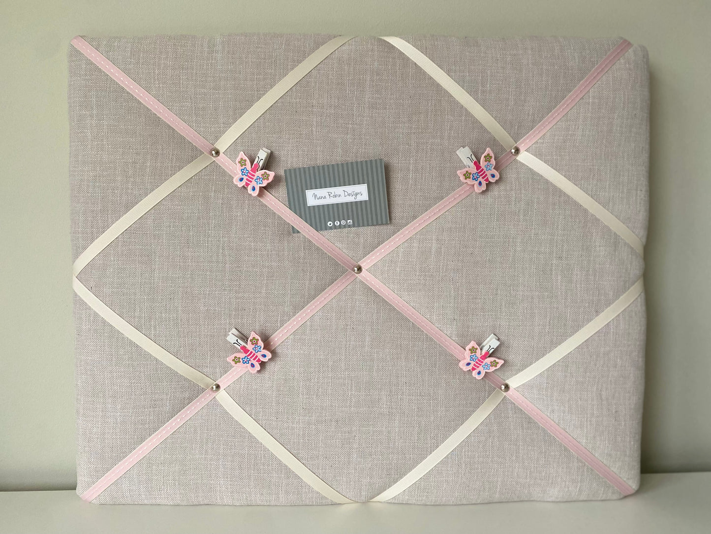 French Memo Board Linen, Pink & Ivory