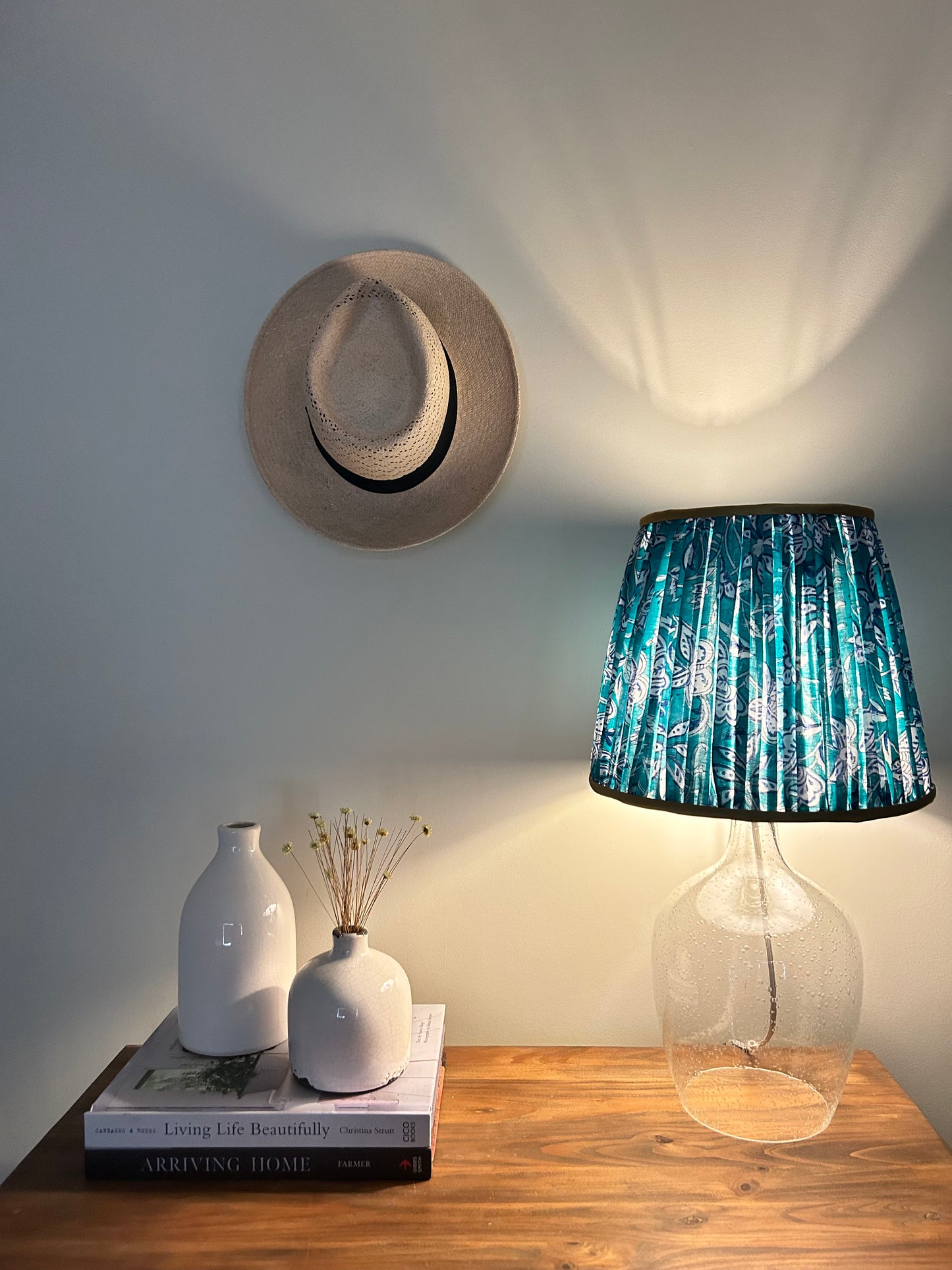 Floral Green And Mustard Indian Print Gathered Soft Lampshade