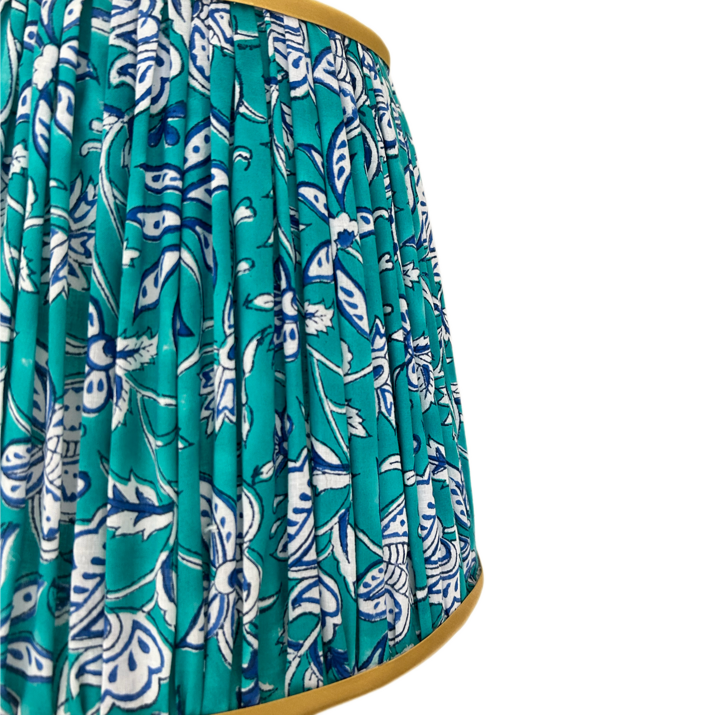 Floral Green And Mustard Indian Print Gathered Soft Lampshade