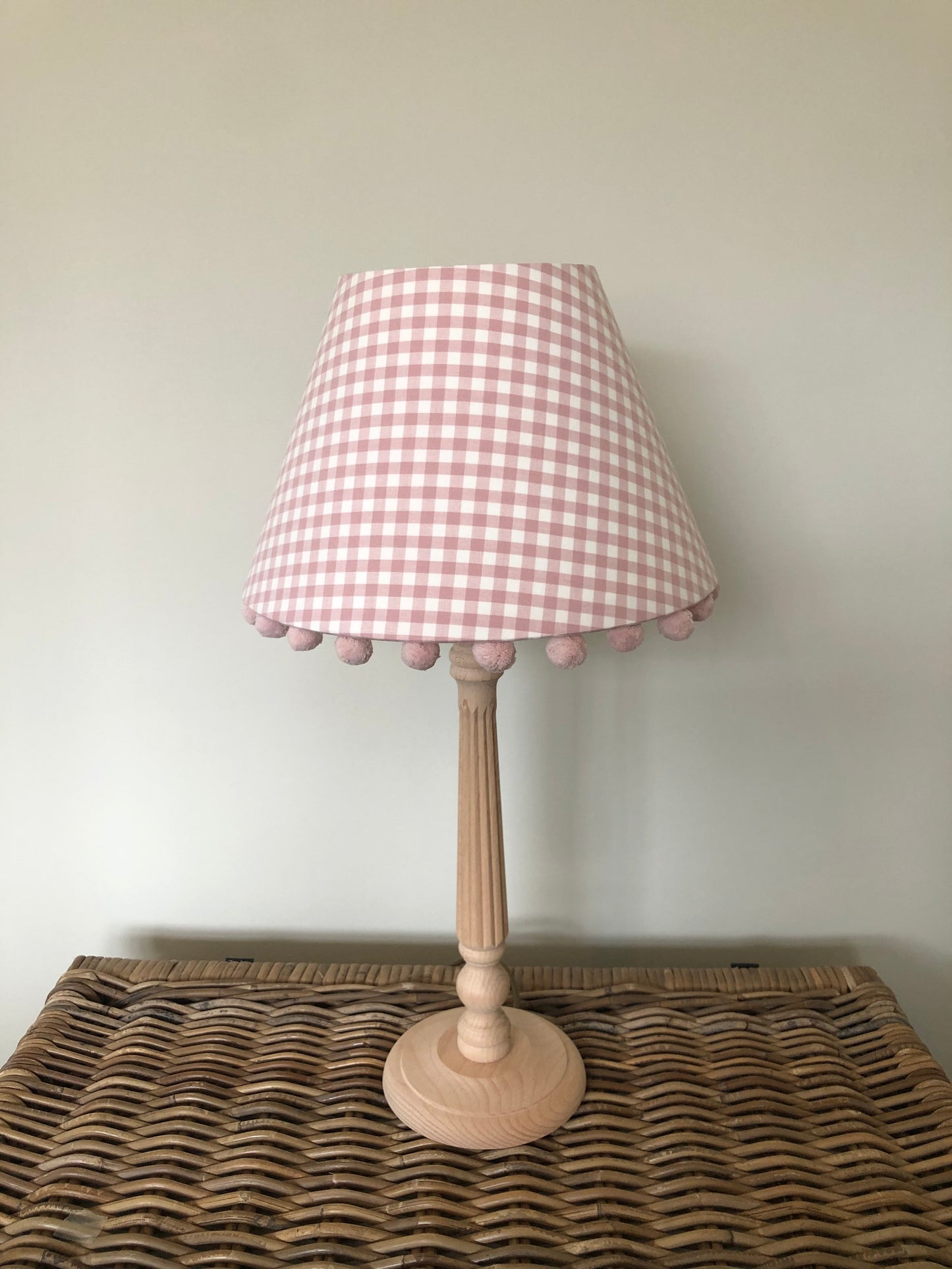 Linum Pink Gingham With Pom Pom Trim Coolie Hard Shade