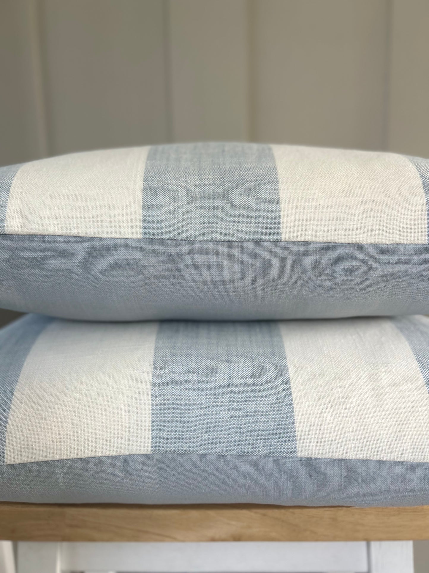 Blue and Ivory Block Stripe Extra Large Cushion Cover