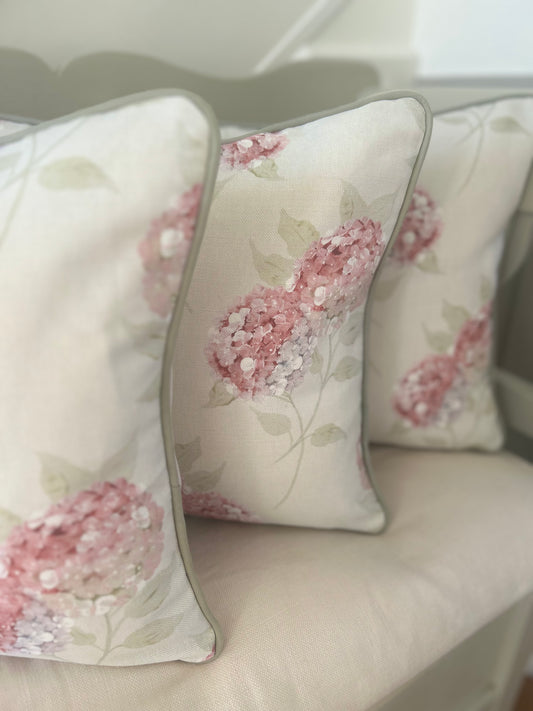 Hydrangea Pink & Olive Cushion Cover