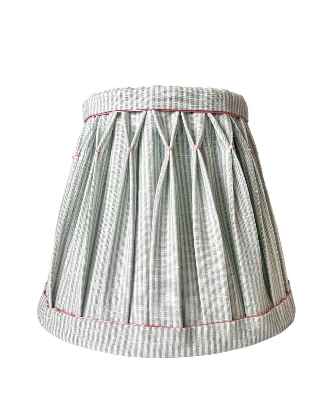 Duck Egg Stripe Box Pleat French Knot Soft Lampshade