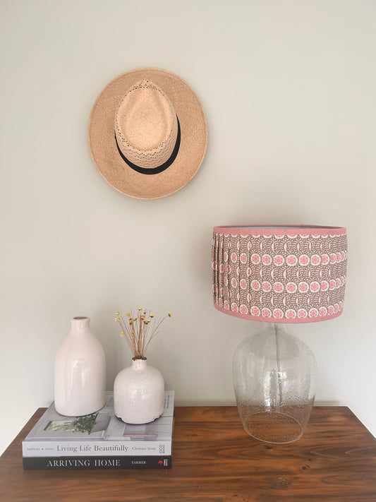 Maple rose taupe pleated drum shade