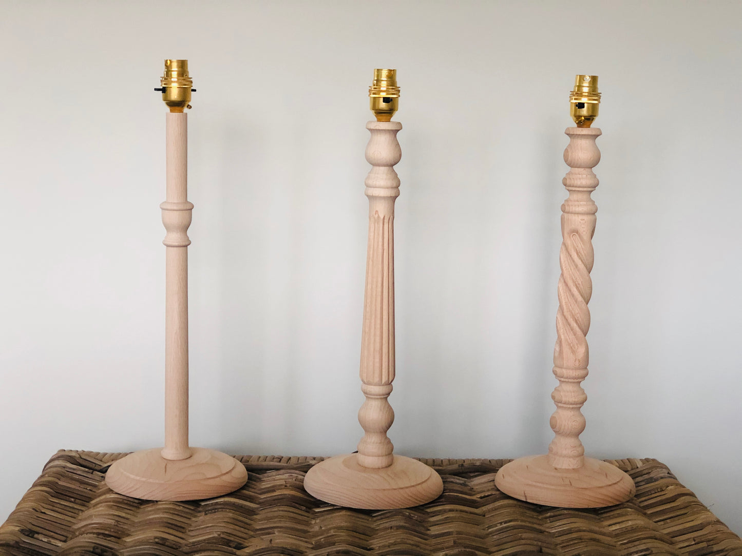 Natural Mango Reeded 45cm Tall Hand-turned Lamp Base