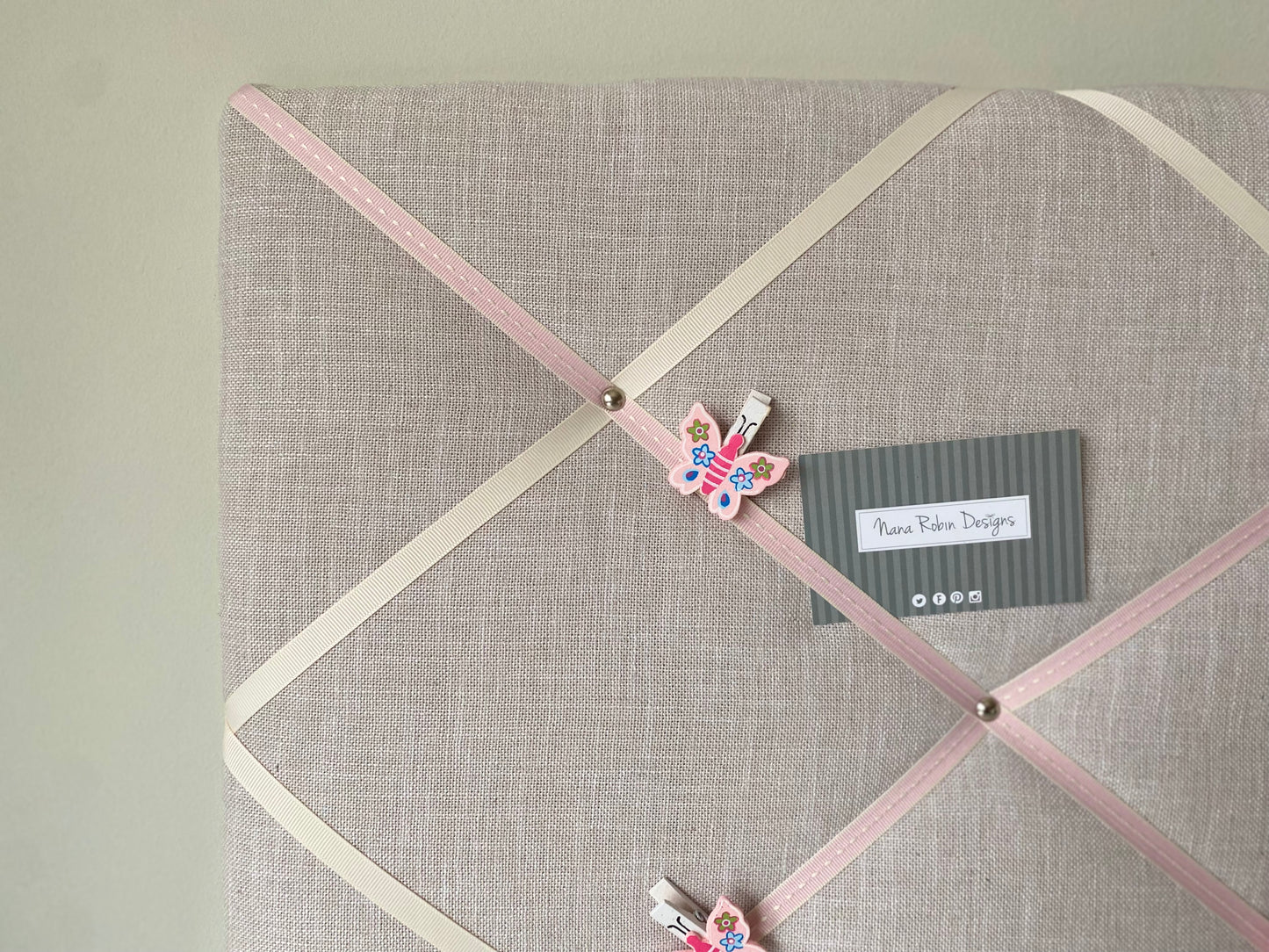 French Memo Board Linen, Pink & Ivory