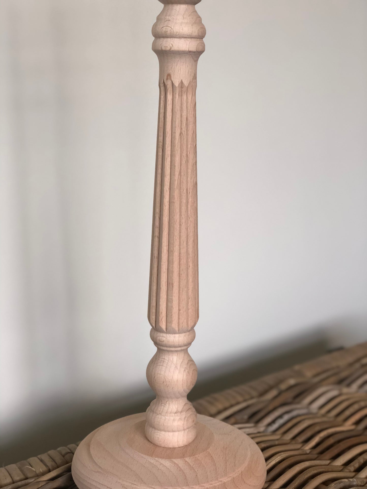 Natural Mango Reeded 45cm Tall Hand-turned Lamp Base